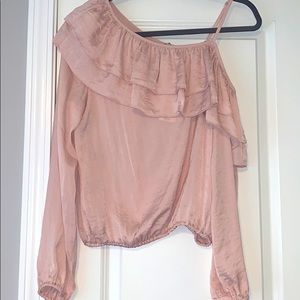 Gorgeous, peach colored off the shoulder shirt.